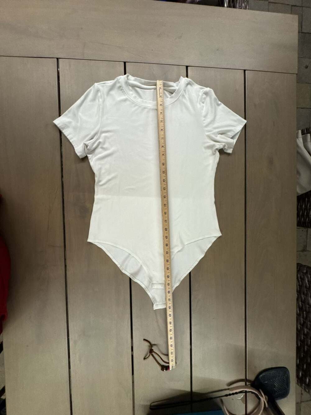 Solid White Short Sleeve Round Neck Crewneck T-Shirt Bodysuit
